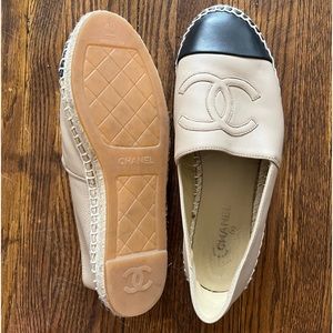 Black and beige lamb skin Chanel espadrilles